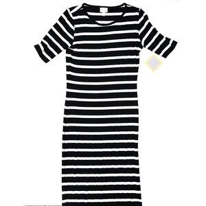 LuLaRoe Julia Dress XS Black and White Striped
